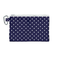 Little  Dots Navy Blue Canvas Cosmetic Bag (medium)