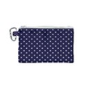 Little  Dots Navy Blue Canvas Cosmetic Bag (Small) View1