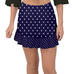 Little  Dots Navy Blue Fishtail Mini Chiffon Skirt