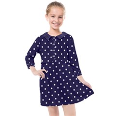 Little  Dots Navy Blue Kids  Quarter Sleeve Shirt Dress by snowwhitegirl