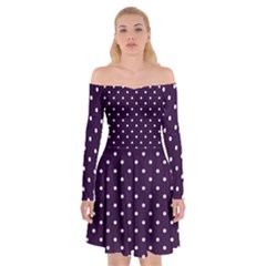 Little  Dots Purple Off Shoulder Skater Dress by snowwhitegirl