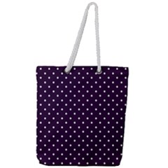 Little  Dots Purple Full Print Rope Handle Tote (large)