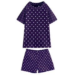 Little  Dots Purple Kids  Swim Tee And Shorts Set