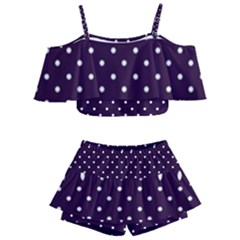 Little  Dots Purple Kids  Off Shoulder Skirt Bikini