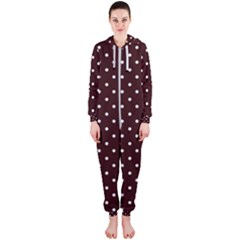 Little  Dots Maroon Hooded Jumpsuit (ladies)  by snowwhitegirl