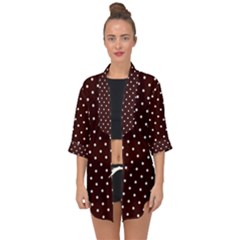 Little  Dots Maroon Open Front Chiffon Kimono