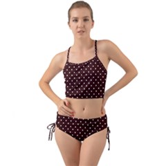 Little  Dots Maroon Mini Tank Bikini Set