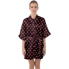 Little  Dots Maroon Quarter Sleeve Kimono Robe