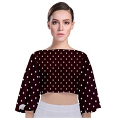 Little  Dots Maroon Tie Back Butterfly Sleeve Chiffon Top