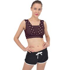 Little  Dots Maroon V-back Sports Bra