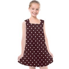 Little  Dots Maroon Kids  Cross Back Dress