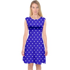 Little  Dots Royal Blue Capsleeve Midi Dress by snowwhitegirl