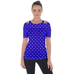 Little  Dots Royal Blue Shoulder Cut Out Short Sleeve Top by snowwhitegirl