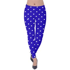 Little  Dots Royal Blue Velvet Leggings by snowwhitegirl