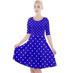 Little  Dots Royal Blue Quarter Sleeve A-line Dress