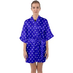 Little  Dots Royal Blue Quarter Sleeve Kimono Robe