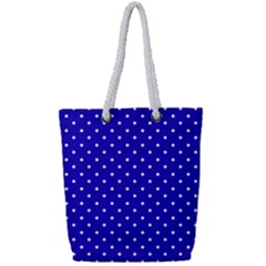 Little  Dots Royal Blue Full Print Rope Handle Tote (small)