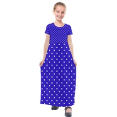 Little  Dots Royal Blue Kids  Short Sleeve Maxi Dress