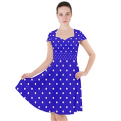 Little  Dots Royal Blue Cap Sleeve Midi Dress