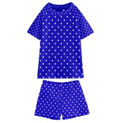 Little  Dots Royal Blue Kids  Swim Tee And Shorts Set