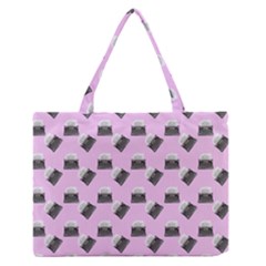 Retro Typewriter Pink Pattern Zipper Medium Tote Bag by snowwhitegirl