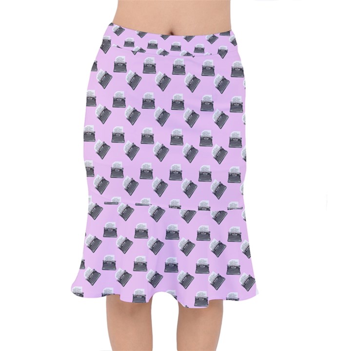 Retro Typewriter Pink Pattern Mermaid Skirt