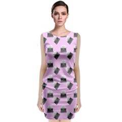 Retro Typewriter Pink Pattern Sleeveless Velvet Midi Dress