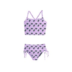 Retro Typewriter Pink Pattern Girls  Tankini Swimsuit