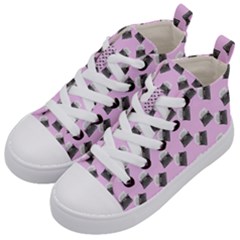 Retro Typewriter Pink Pattern Kid s Mid-top Canvas Sneakers