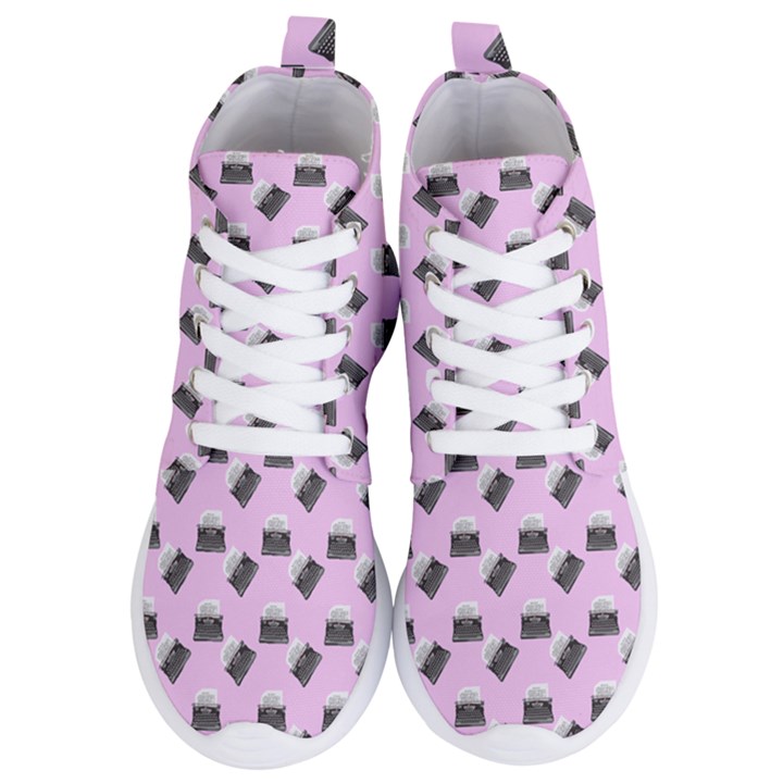 Retro Typewriter Pink Pattern Women s Lightweight High Top Sneakers