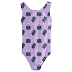 Retro Typewriter Pink Pattern Kids  Cut-out Back One Piece Swimsuit