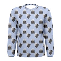 Retro Typewriter Blue Pattern Men s Long Sleeve Tee by snowwhitegirl