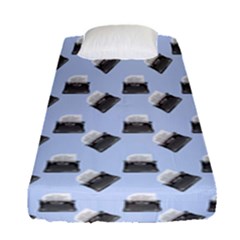 Retro Typewriter Blue Pattern Fitted Sheet (single Size) by snowwhitegirl