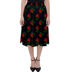 Red Roses Black Classic Midi Skirt