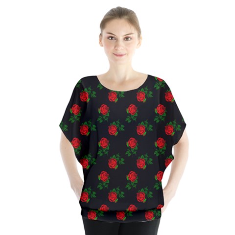 Red Roses Black Blouse by snowwhitegirl