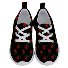 Red Roses Black Running Shoes