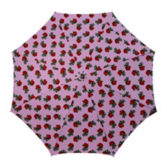 Red Roses Pink Golf Umbrellas by snowwhitegirl