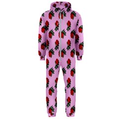 Red Roses Pink Hooded Jumpsuit (men)  by snowwhitegirl