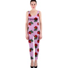 Red Roses Pink One Piece Catsuit by snowwhitegirl