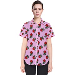 Red Roses Pink Women s Short Sleeve Shirt