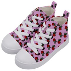 Red Roses Pink Kid s Mid-top Canvas Sneakers