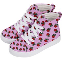 Red Roses Pink Kid s Hi-top Skate Sneakers by snowwhitegirl