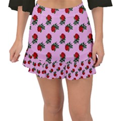 Red Roses Pink Fishtail Mini Chiffon Skirt by snowwhitegirl