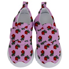 Red Roses Pink Velcro Strap Shoes by snowwhitegirl