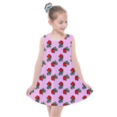 Red Roses Pink Kids  Summer Dress