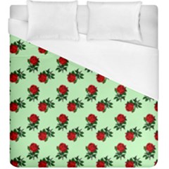 Red Roses Green Duvet Cover (king Size)