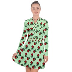 Red Roses Green Long Sleeve Panel Dress by snowwhitegirl