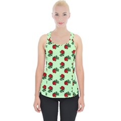 Red Roses Green Piece Up Tank Top