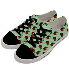 Red Roses Green Men s Low Top Canvas Sneakers by snowwhitegirl