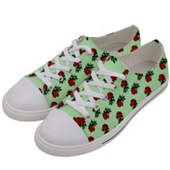 Red Roses Green Women s Low Top Canvas Sneakers by snowwhitegirl